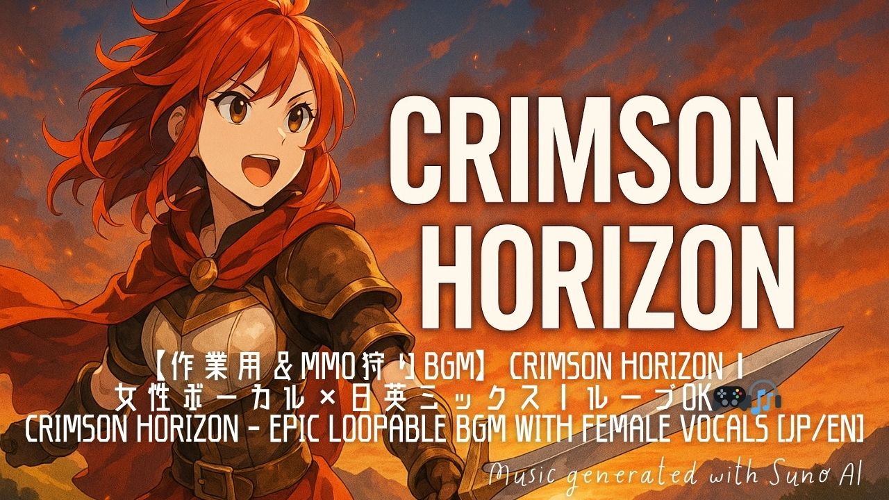 【Crimson Horizon】Suno制作・MMO向け女性VoループBGM｜ADAオリジナル