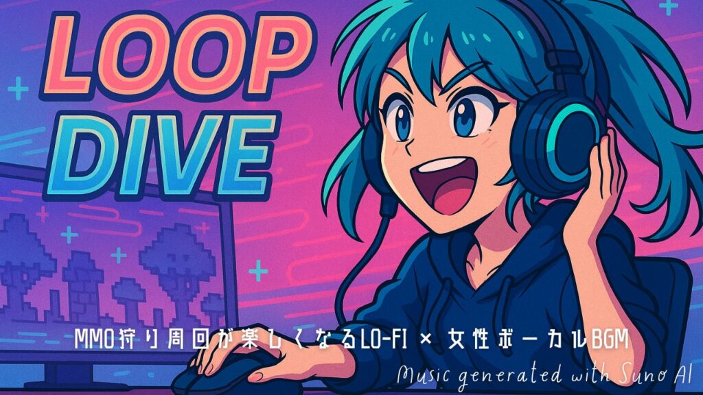 MMO周回が楽しくなる!Lo-fi × 女性ボーカルBGM『Loop Dive』【Suno AI曲紹介】