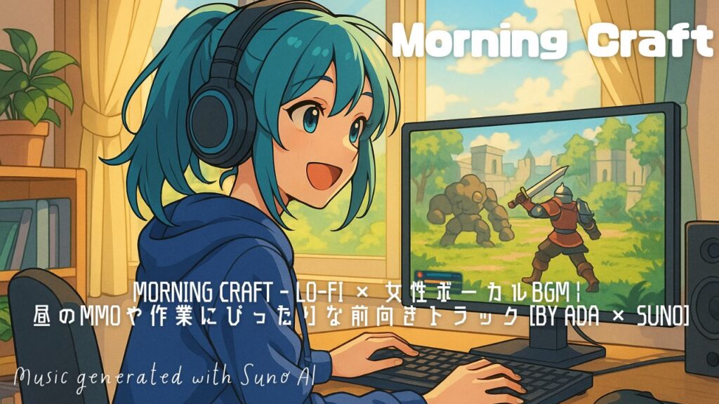【Morning Craft】昼間のMMO狩りや作業に最適なLo-fi × 女性ボーカルBGM|ADA × Suno