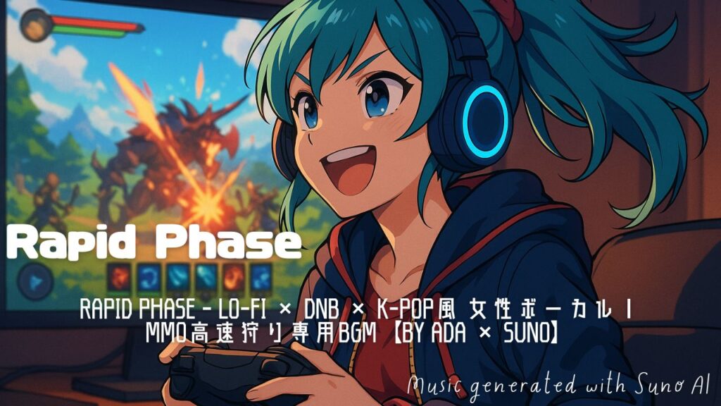 Rapid Phase|Lo-fi × DnB × K-POP風 女性ボーカル曲でMMO狩りに没入!【Suno × ADA BGM】