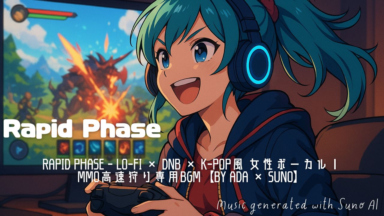 Rapid Phase｜Lo-fi × DnB × K-POP風 女性ボーカル曲でMMO狩りに没入！【Suno × ADA BGM】