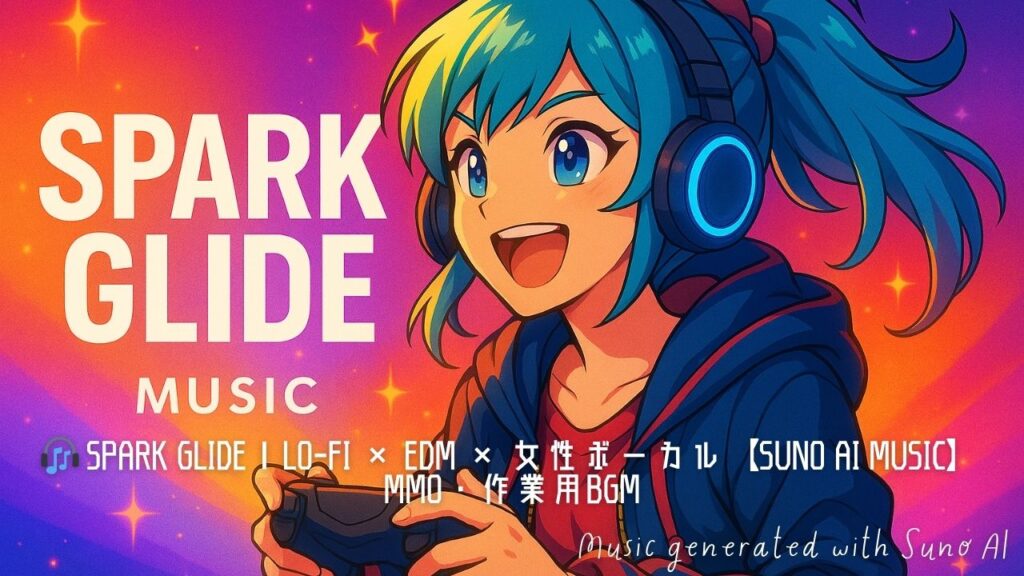 Spark Glide|MMO狩りや作業に最適!Lo-fi × EDM × 元気系女性ボーカルBGM【Suno制作】