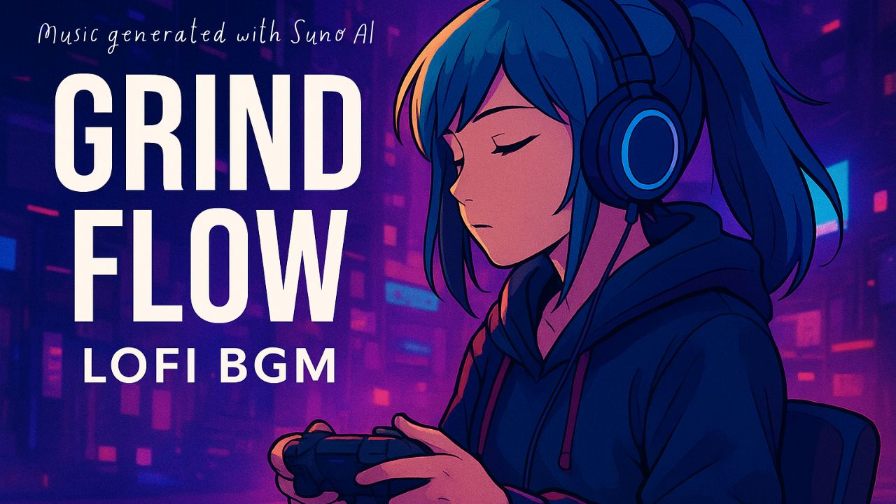 【Grind Flow】ゲーム周回や作業に没頭できる女性ボーカルLo-fi BGM