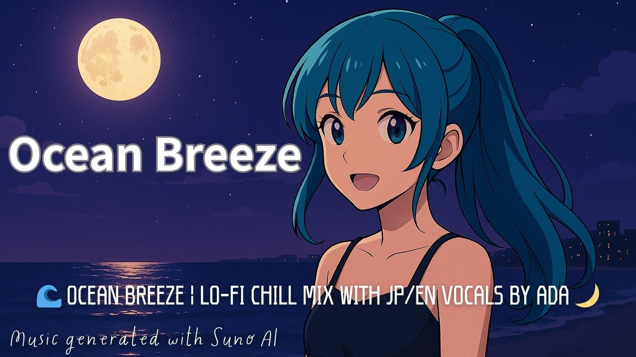 Ocean Breeze – 夜の海辺で聴く日本語×英語Lo-fiボーカル曲